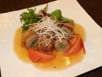 ポークとアスパラのロール巻き 梅肉ソースとともに